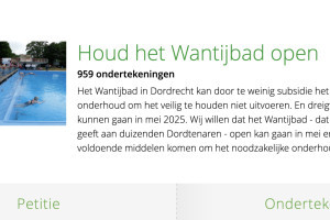 Dordtenaren houden van hun Wantijbad: Petitie al 959 maal ondertekend binnen 1 week